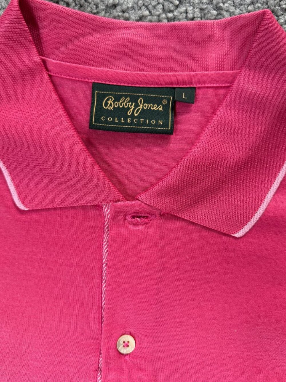 Bobby Jones Collection Westhill Solid Mercerized Cotton Polo Pink Fuschia Sz. L - Picture 3 of 8